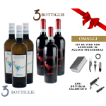 GIFT BOX VINO 12 BOTTIGLIE COLLE FASANI 6 BIANCO + 6 ROSSO + SET VINO + CALAMITA APRI BOTTIGLIA